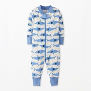 Hanna Andersson Shark Baby Zip Pajamas 6-12 Months